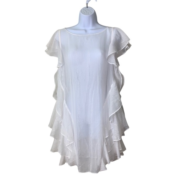 Lovers + Friends Dress Ruffle Detail On Sides Metallic Pin Stripes - Picture 10 of 10